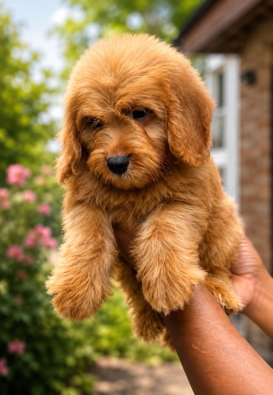 Red F1B Goldendoodle puppy bred in India
